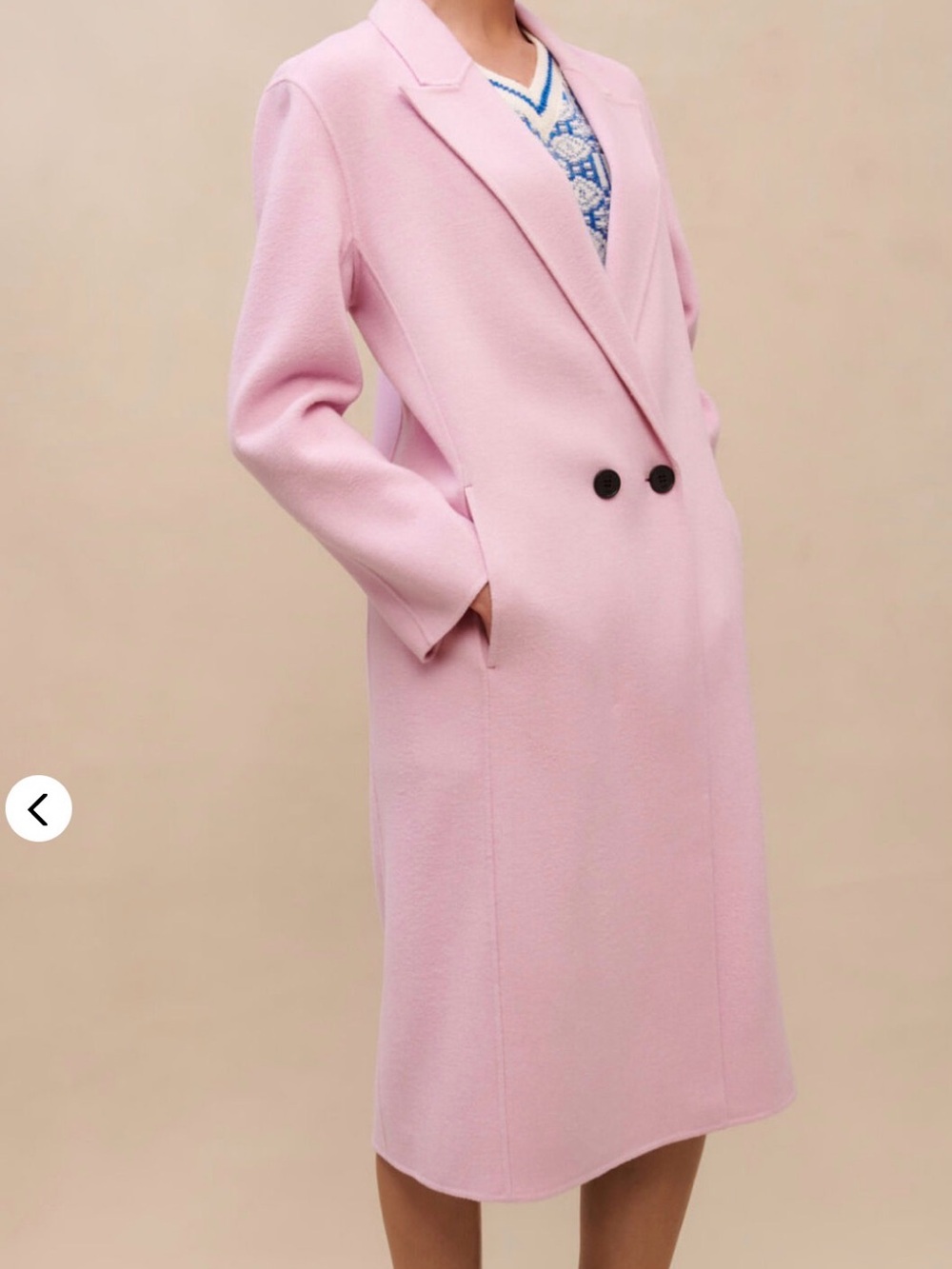 Maje Light Pink Double-Breasted Wool Trench Coat